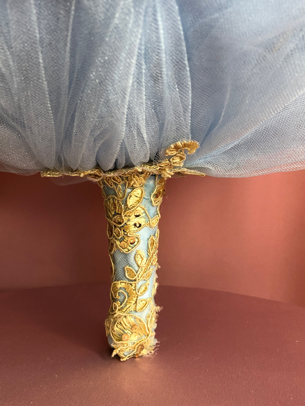 Sky Blue Silk Flowers w/ Pearls Bouquet