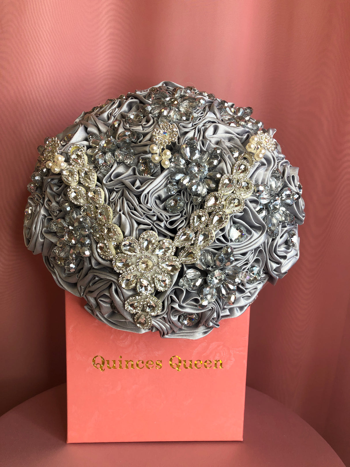 Silver Silk Flowers w/ Pendant Bouquet