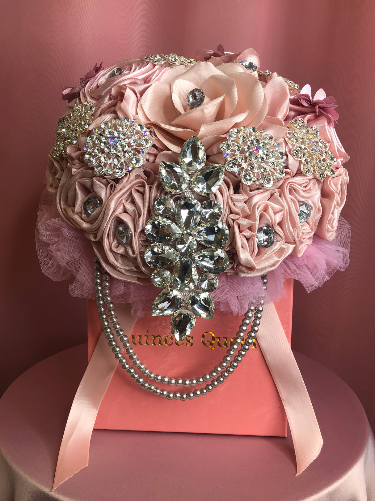 Pink Flowers w/ Ribbon Bouquet