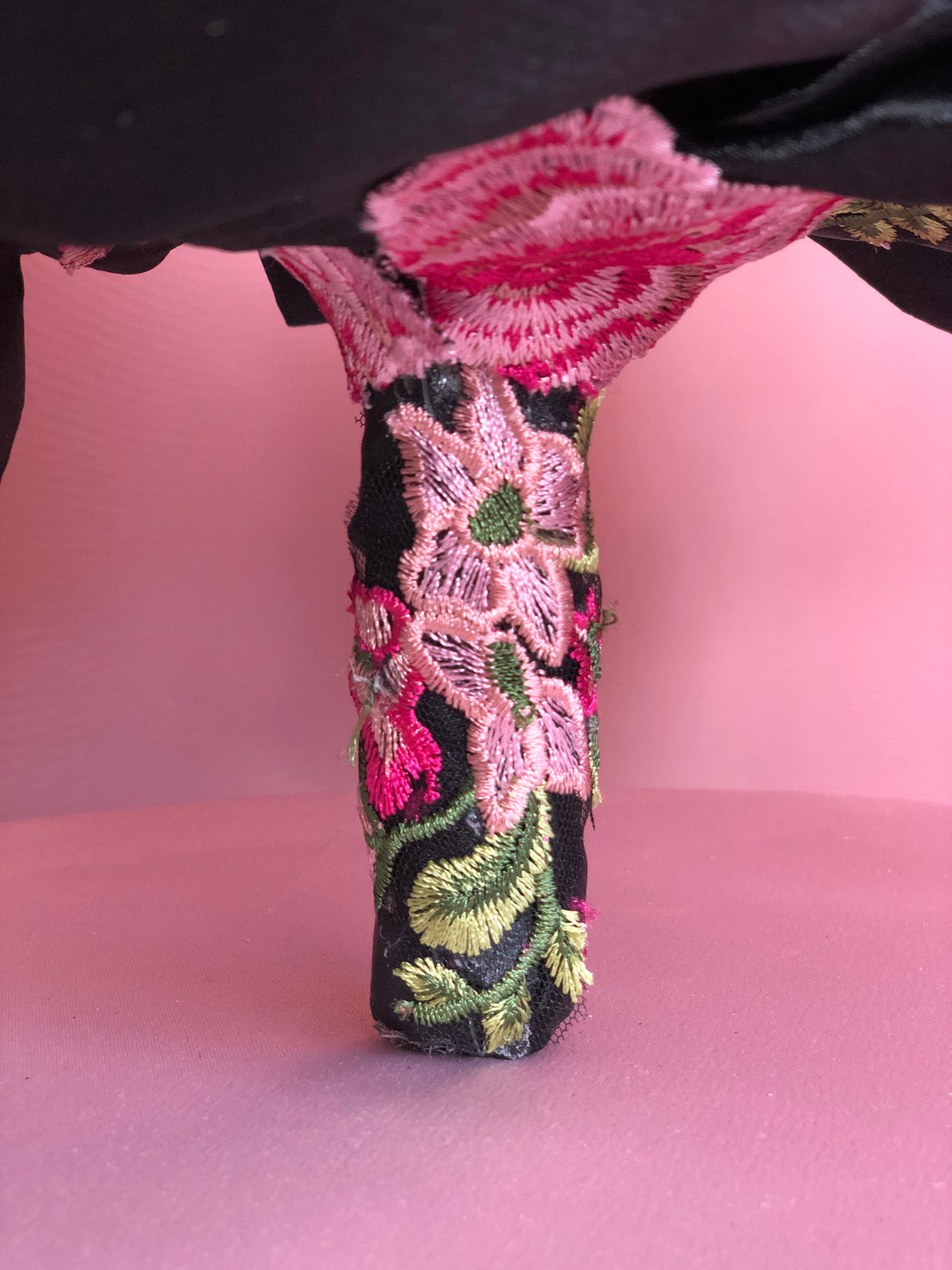Black Undertone w/ Pink Embroidery Bouquet