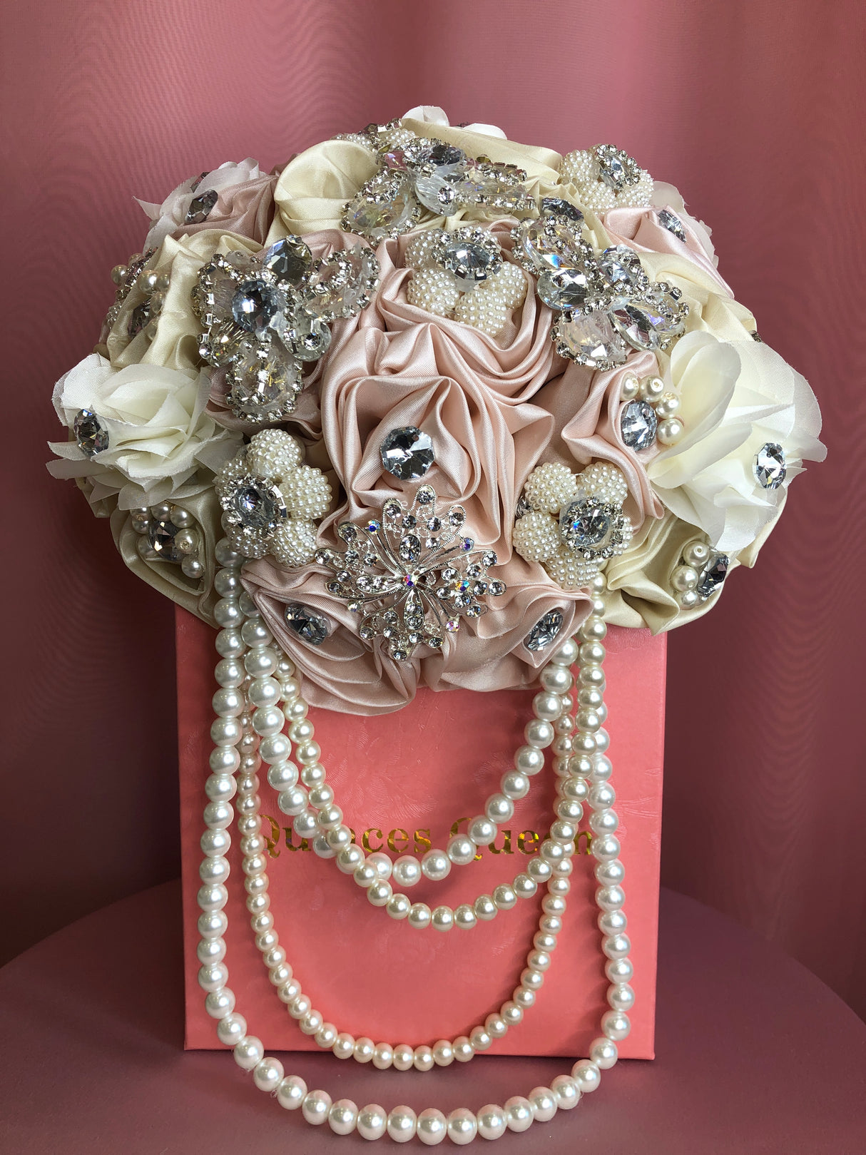 Soft Pink and White Flower w/ Pearls Bouquet