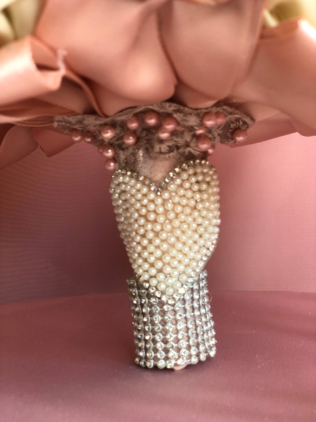 Soft Pink and White Flower w/ Pearls Bouquet