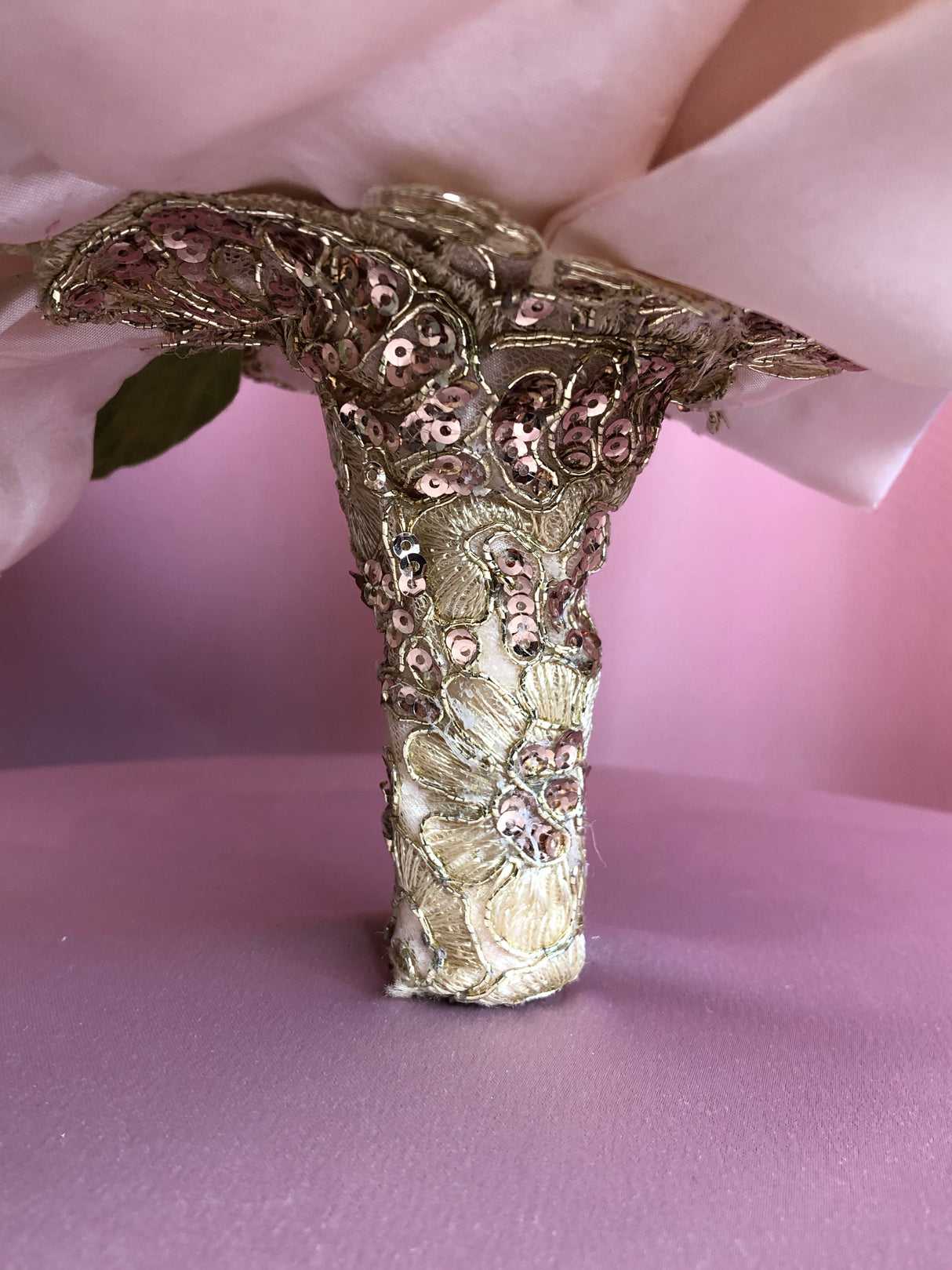 Pastel Pink and Ivory Flowers w/ Gold Embroidery Bouquet