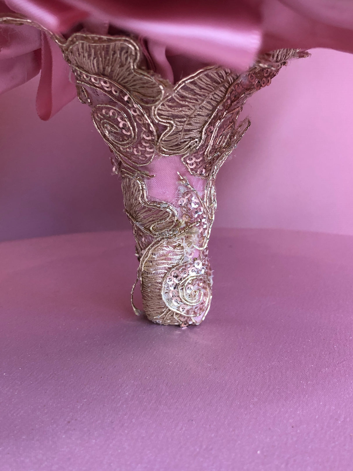 Pink Silk Flowers w/ Gold Pendants Bouquet