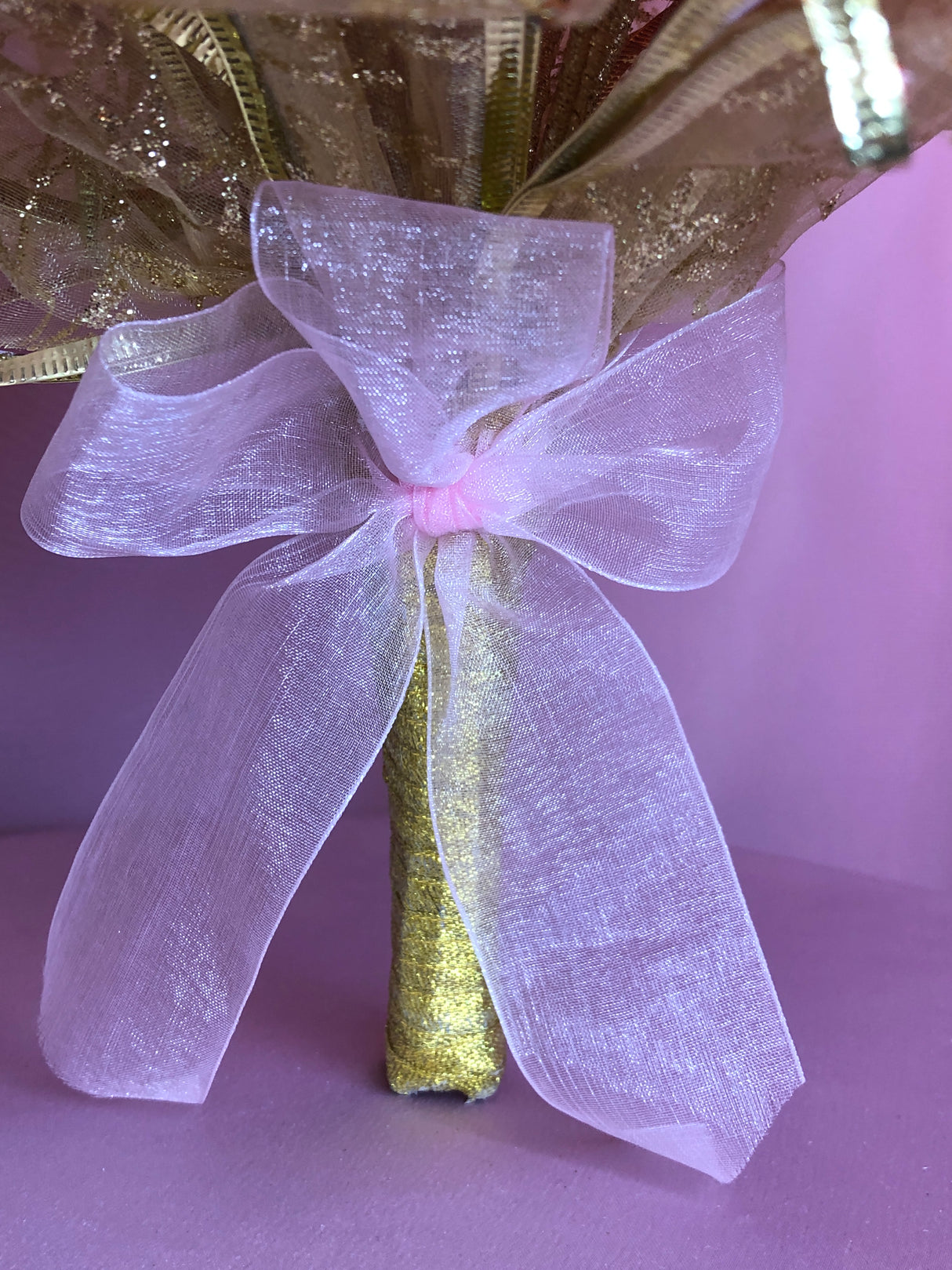 Coral Flowers w/ Gold Crystals Bouquet