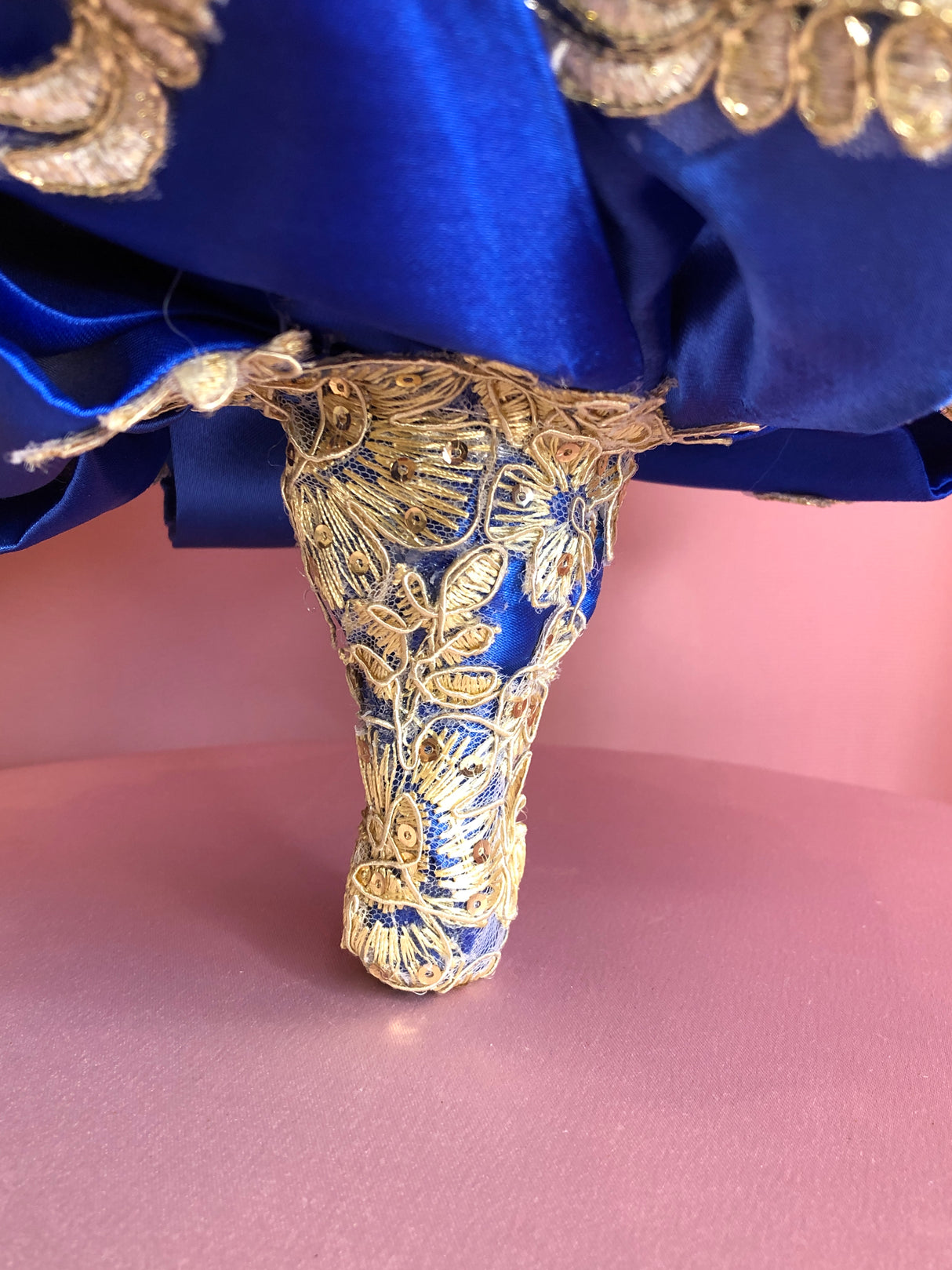 Majestic Blue and Gold Silk Flowers w/ Crystals Bouquet