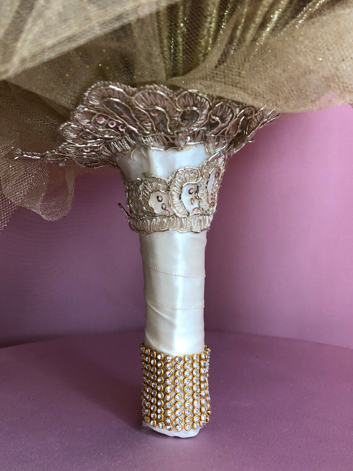 Red and White Flowers w/ Pendants and Pearls Bouquet