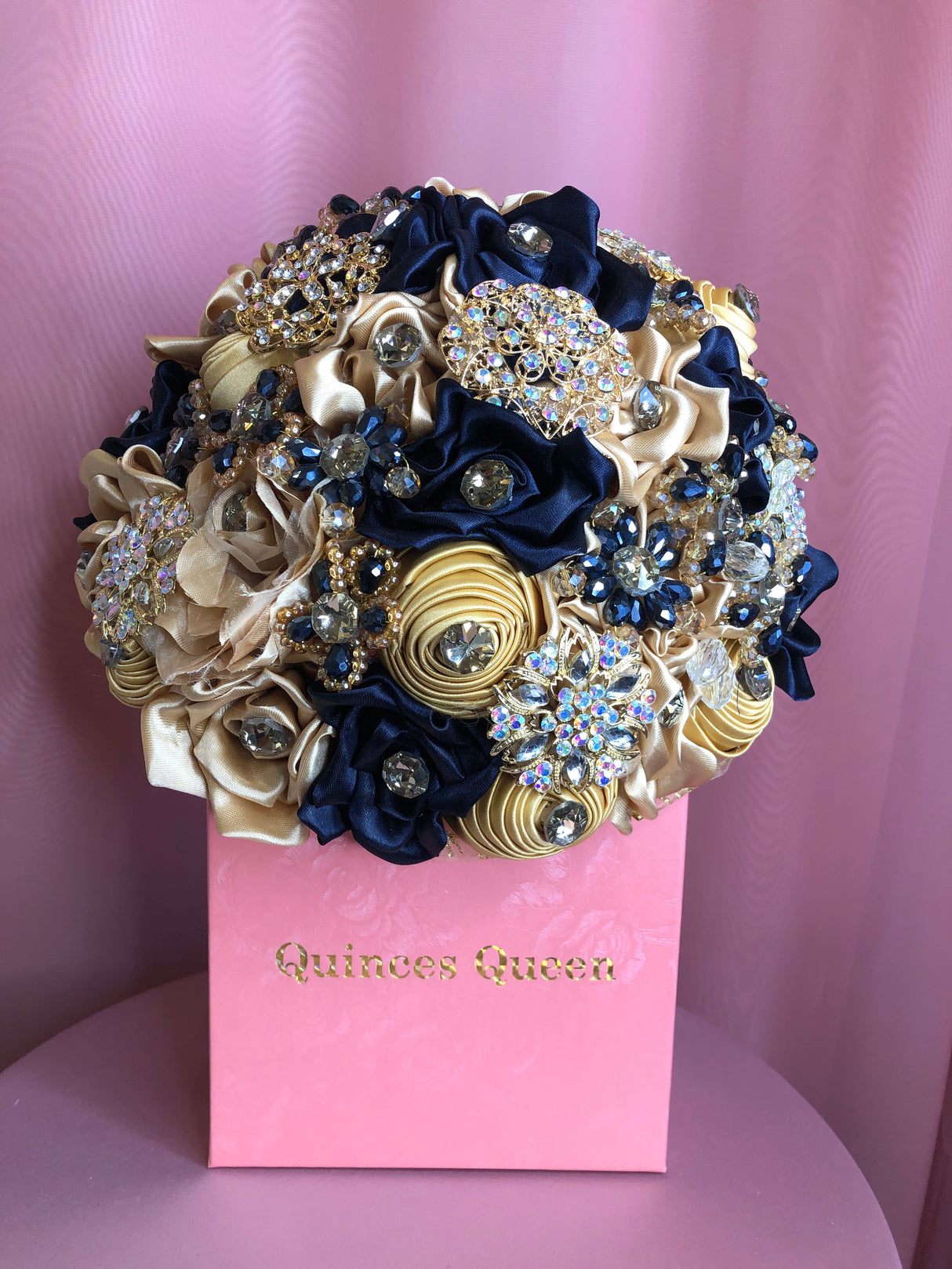 Navy Blue and Gold Flowers w/ Gold Pendants Bouquet