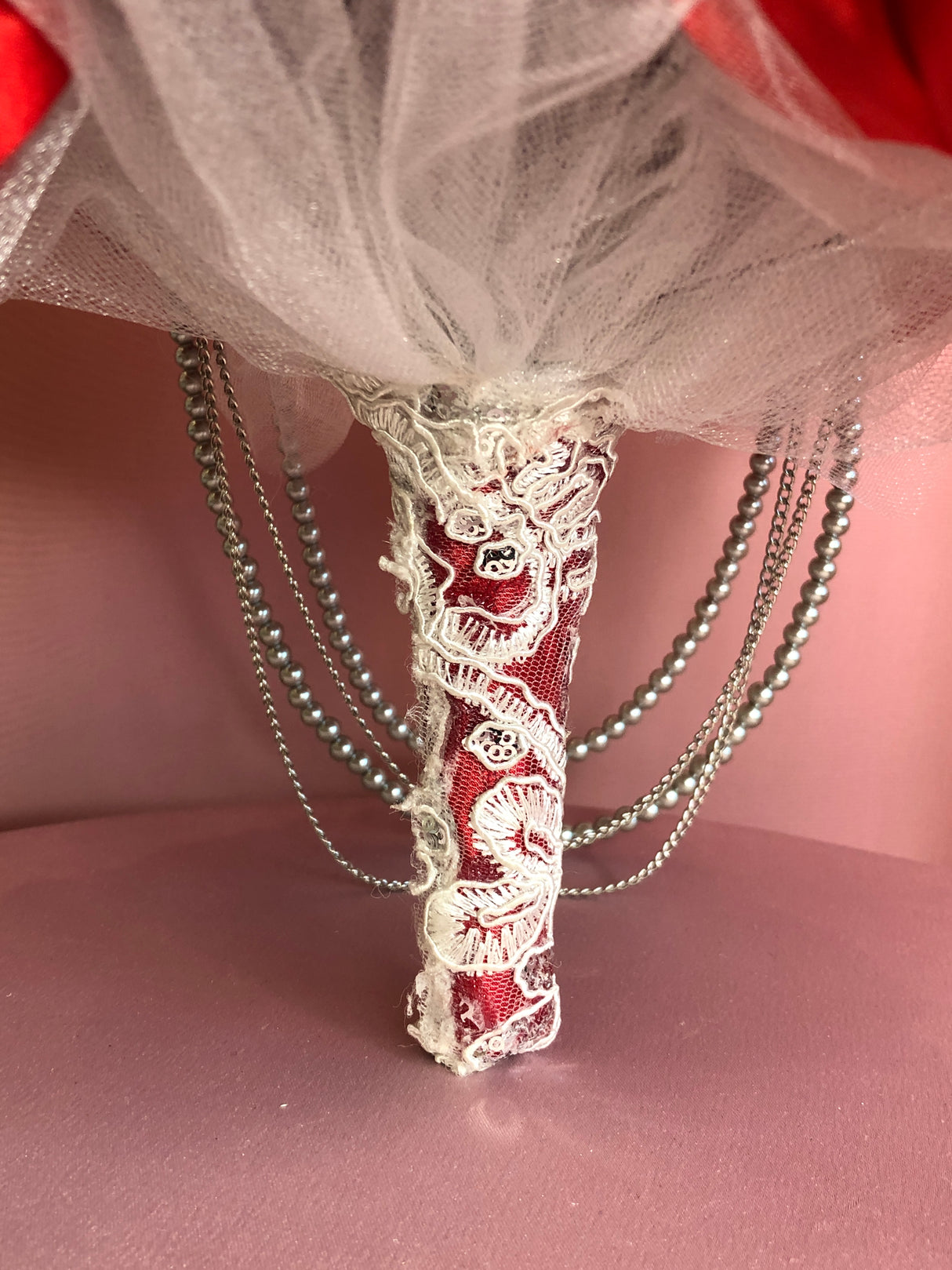 Red Bouquet w/ Crystals and Pearls Bouquet