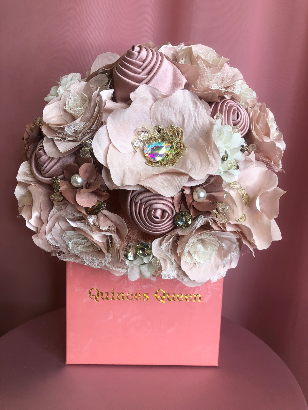 Mauve and Soft Pink Flowers w/ Gold Pendants Bouquet