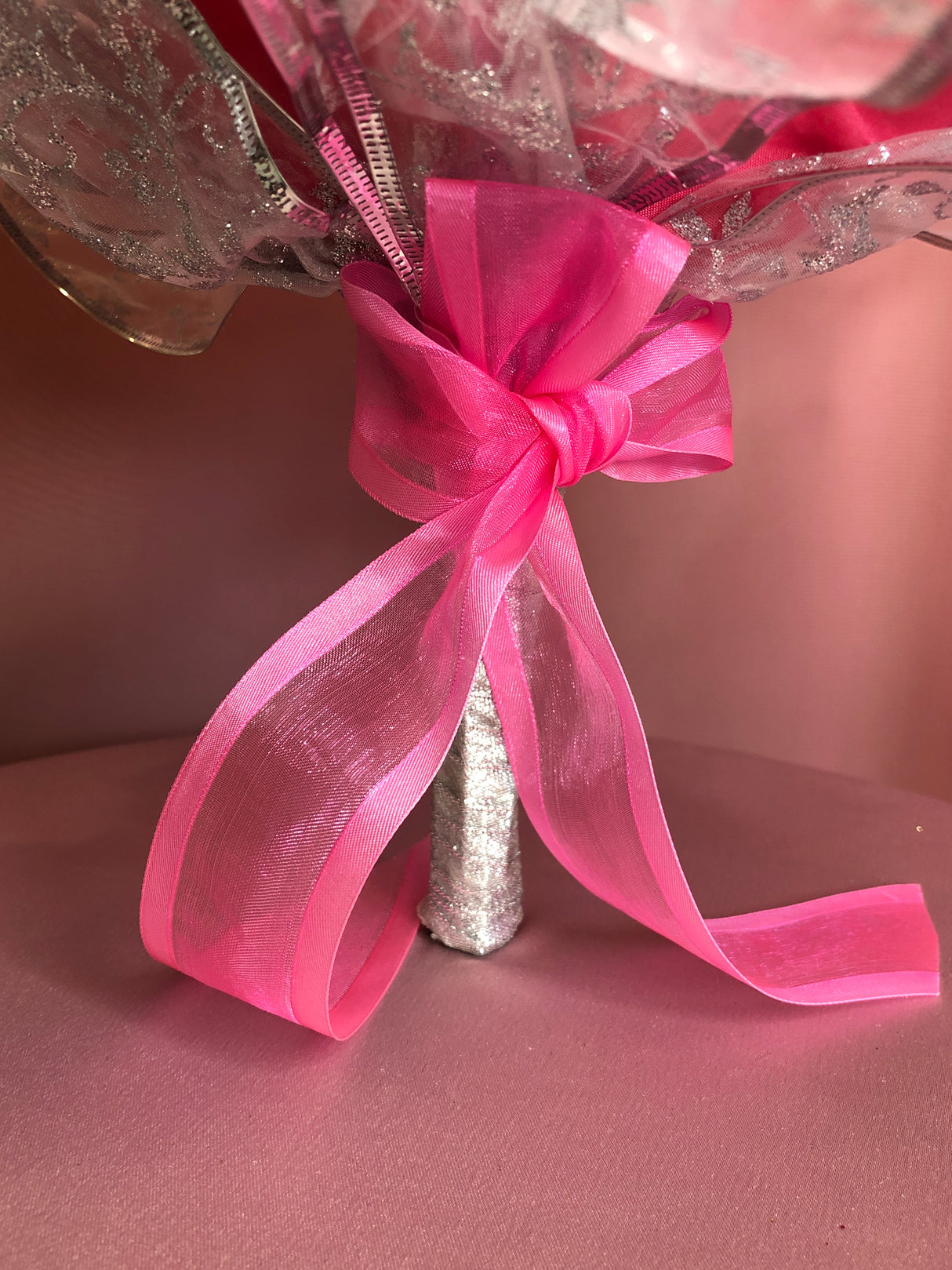 Fuchsia Pink Porcelain Flowers with Crystals Bouquet