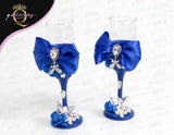 Custom CHampagne Bottle & 2 Glasses