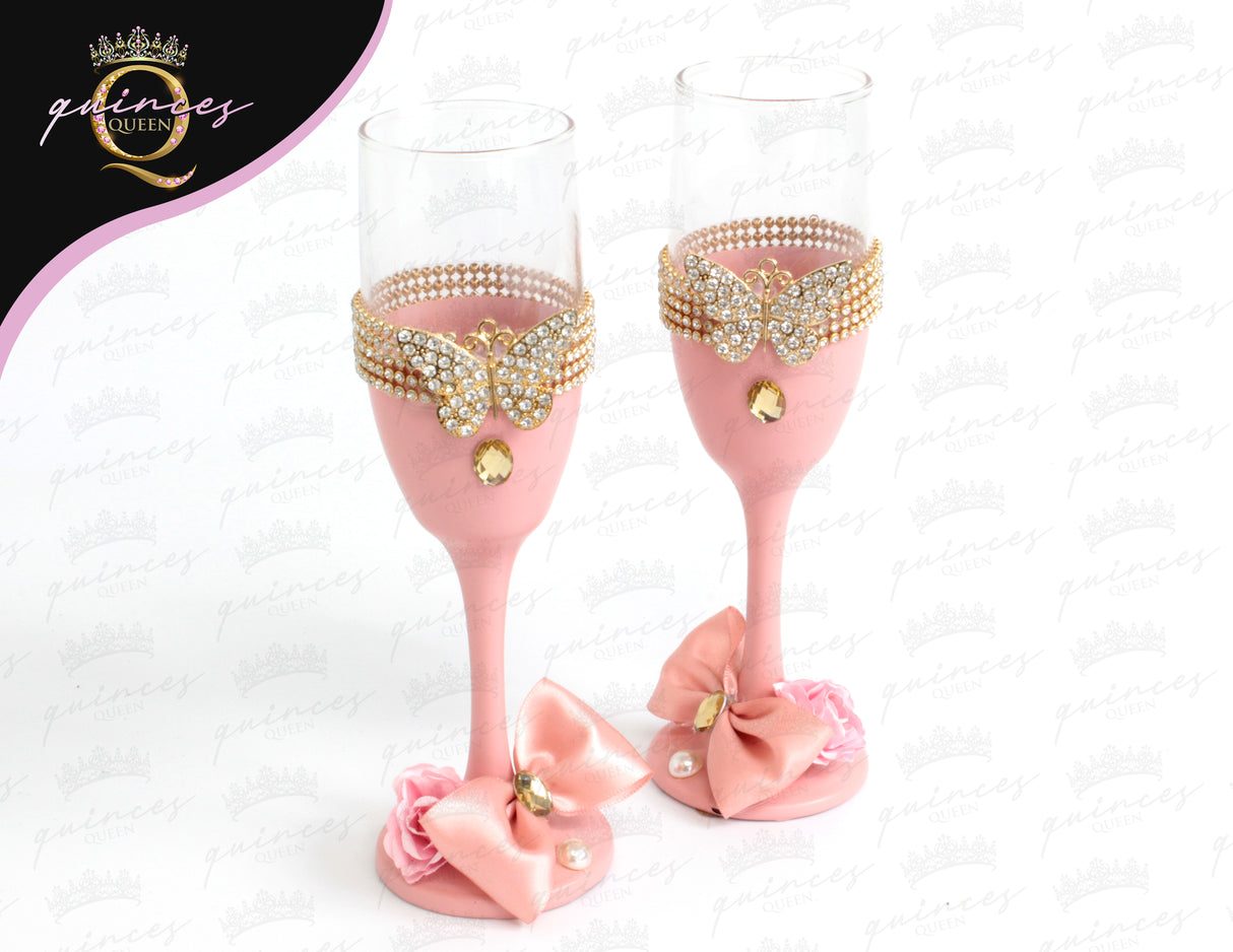 Custom CHampagne Bottle & 2 Glasses